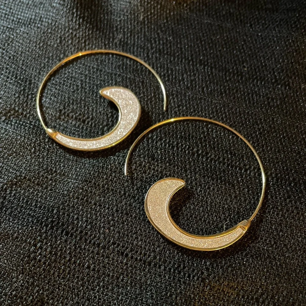 Silver Hoop Earrings with Sparkle Inlay